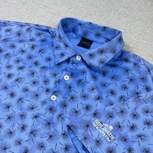 Dunning Golf Polo Shirt Mens XL Blue Floral Camo Short Sleeve Collared Polyester